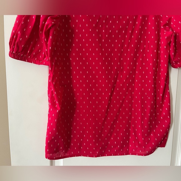 Loft Outlet Women's Red Puff Sleeve Top Cotton Blend Size Small - Picture 2 of 16